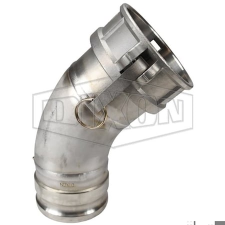 Dixon 45Deg Cam and Groove Elbow, 4 in, Male Adapter x Female Coupler, 316 SS, Domestic 400DA-45SS